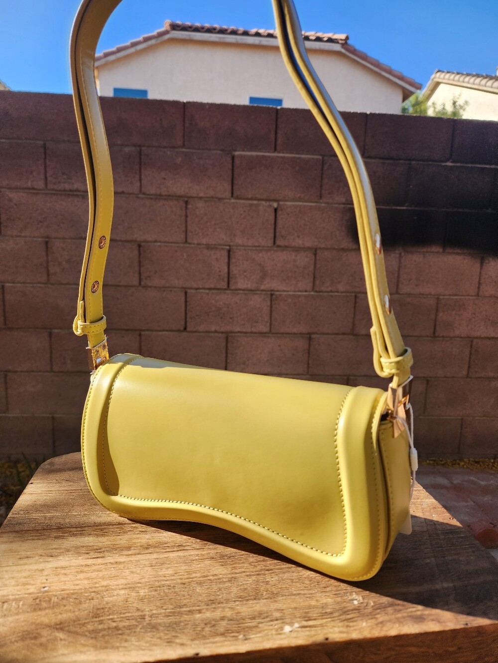Minimalist Chic Curves Women’s Mustard Leather Sculpted Max Shoulder Bag - Picture 2 of 12